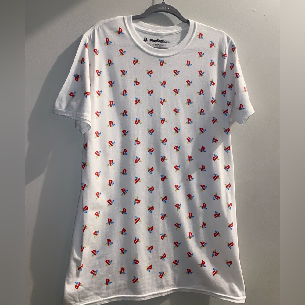 White PlayStation shirt